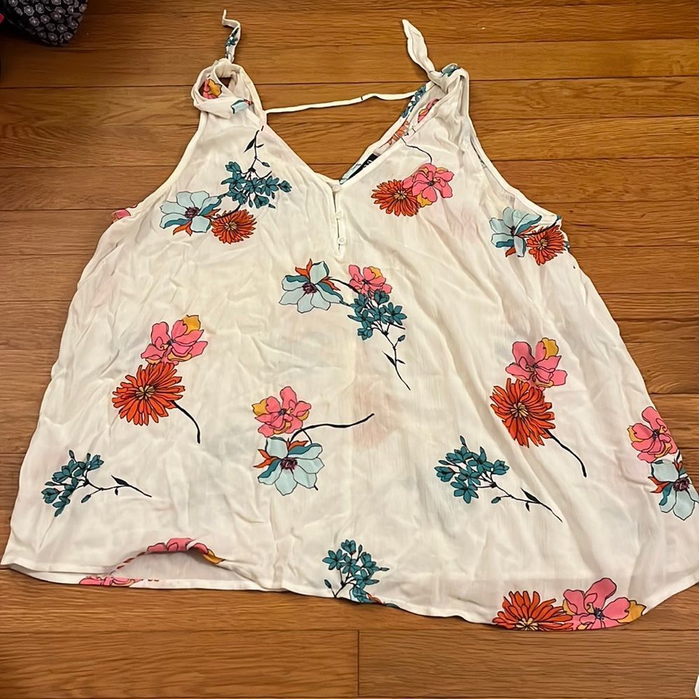 ANA • white floral sleeveless blouse •